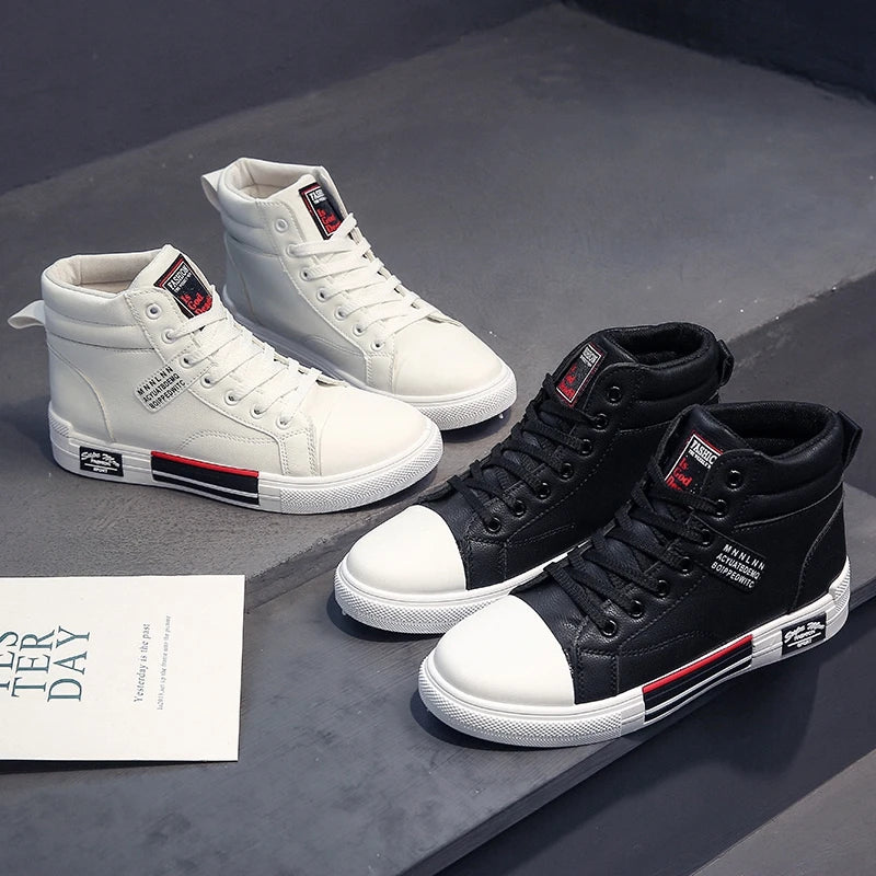 Men's Skateboarding Shoes High Top Sneakers  Breathable White Sports Shoes Students Shoes Street Walking Shoes Chaussure Homme