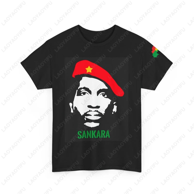 Sankara Portrait Burkina Faso High Quality Cotton Tee Ibrahim Traore Dream Clothes Men Women Patriotism Trend Tops Unisex T-shirt