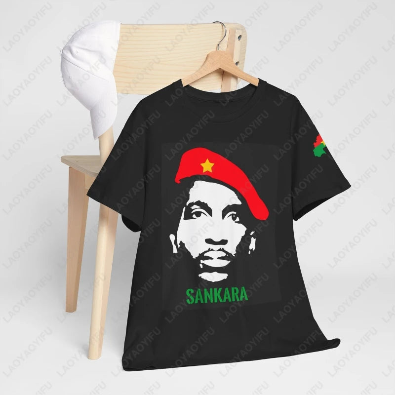 Sankara Portrait Burkina Faso High Quality Cotton Tee Ibrahim Traore Dream Clothes Men Women Patriotism Trend Tops Unisex T-shirt
