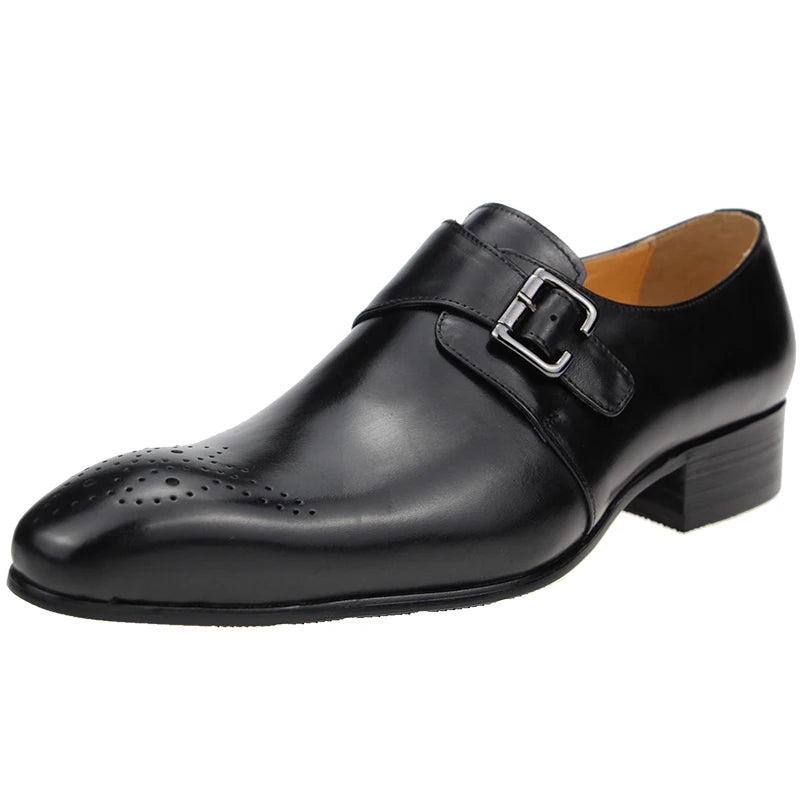 Men's Side Buckle Bullock Brogue Dress Shoes | Sapatos Sociais Masculinos | Zapatos de Vestir Hombre | Chaussures Homme de Luxe