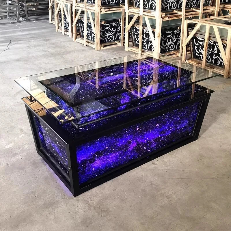 Tavolino in Vetro Temperato Luminoso LED – Design Personalizzabile per Soggiorno