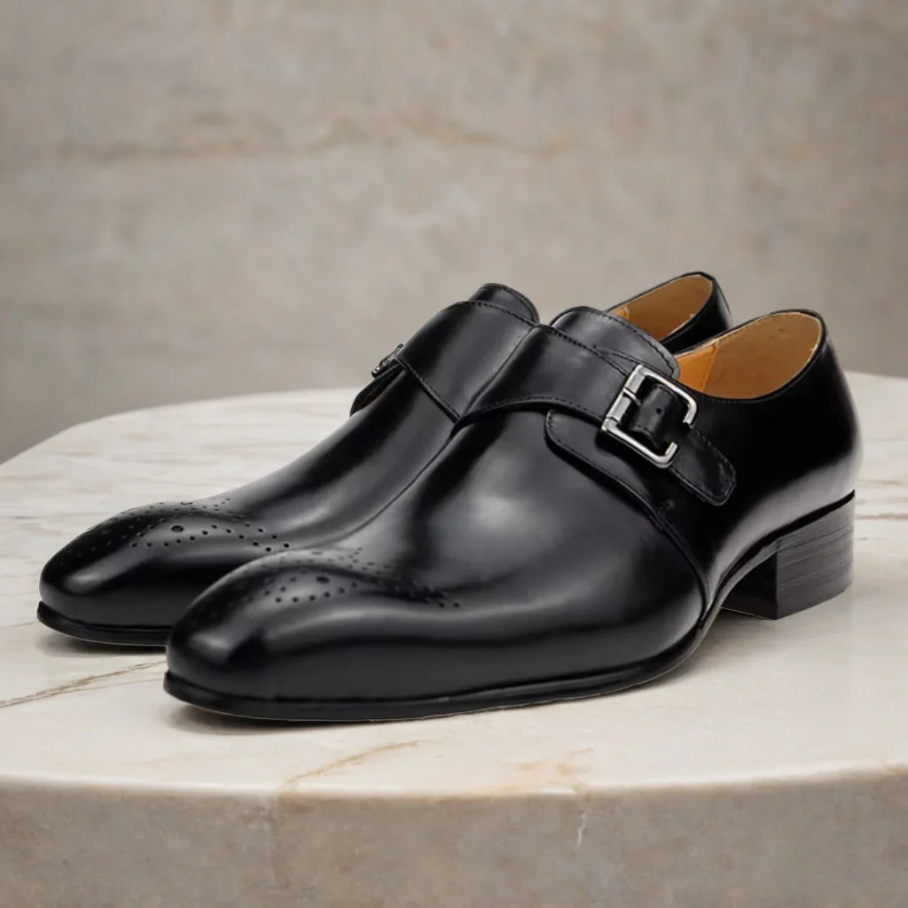 Men's Side Buckle Bullock Brogue Dress Shoes | Sapatos Sociais Masculinos | Zapatos de Vestir Hombre | Chaussures Homme de Luxe