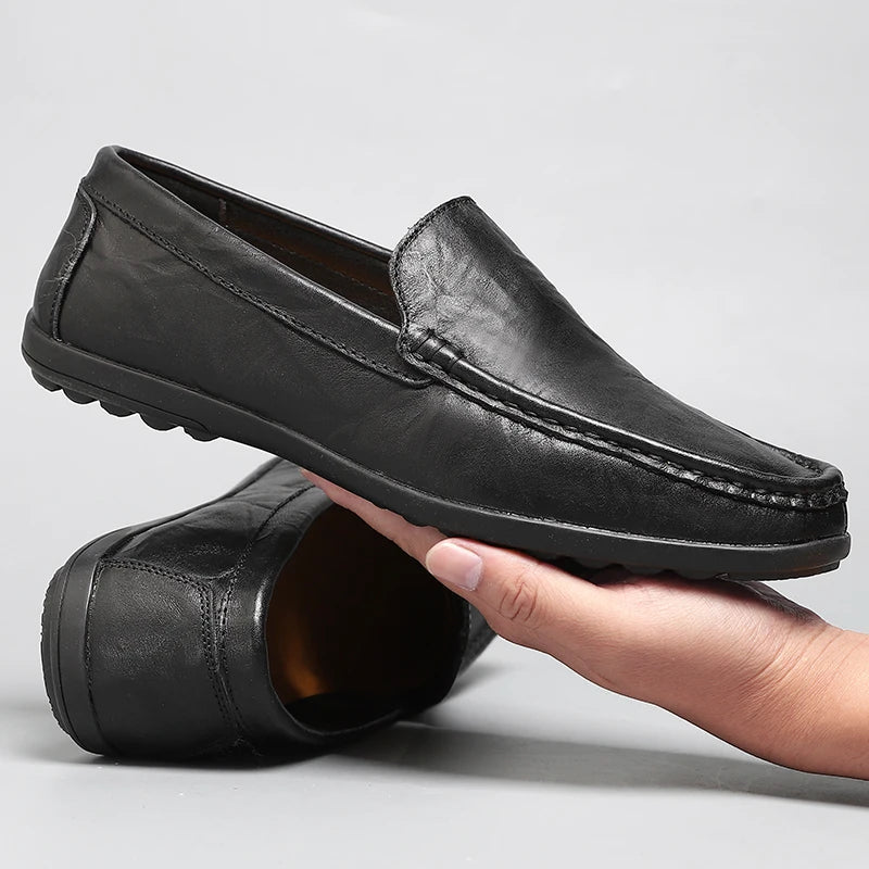 Scarpe da uomo in vera pelle, casual di lusso, Mocassini italiani traspiranti da uomo, Scarpe da guida da uomo Slip-on, Chaussure Homme