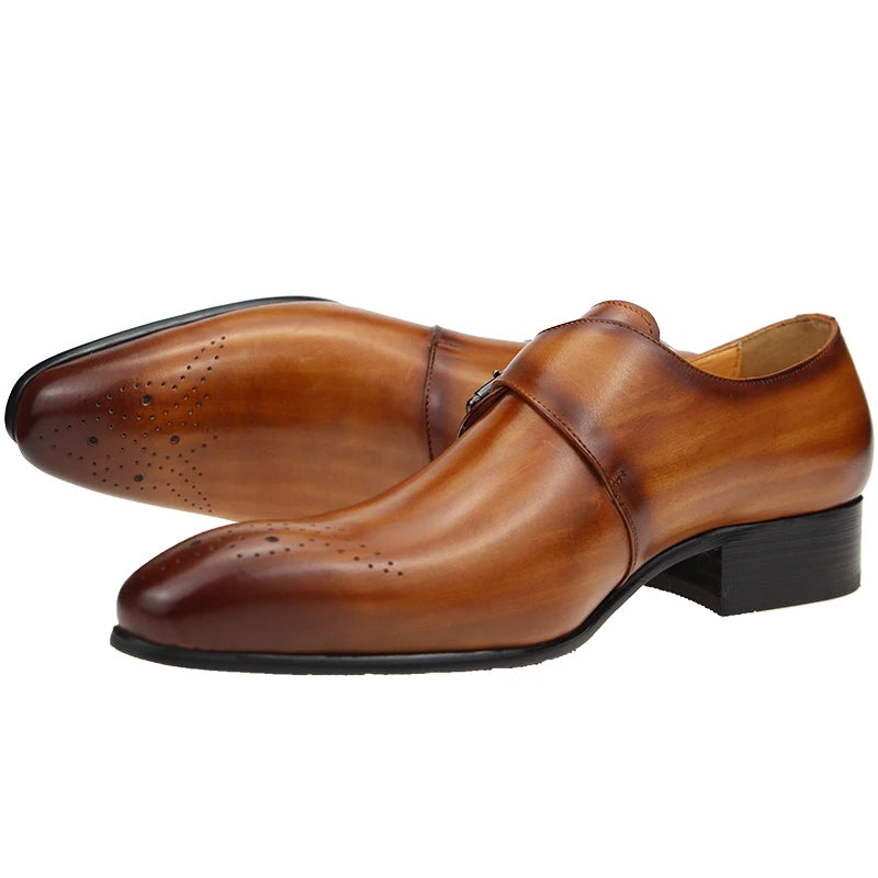 Men's Side Buckle Bullock Brogue Dress Shoes | Sapatos Sociais Masculinos | Zapatos de Vestir Hombre | Chaussures Homme de Luxe