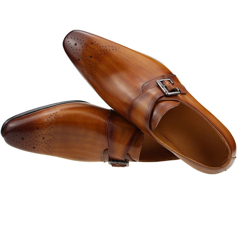 Men's Side Buckle Bullock Brogue Dress Shoes | Sapatos Sociais Masculinos | Zapatos de Vestir Hombre | Chaussures Homme de Luxe
