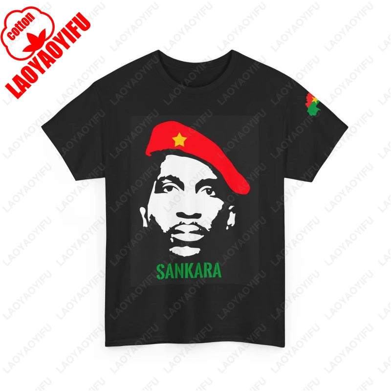 Sankara Portrait Burkina Faso High Quality Cotton Tee Ibrahim Traore Dream Clothes Men Women Patriotism Trend Tops Unisex T-shirt